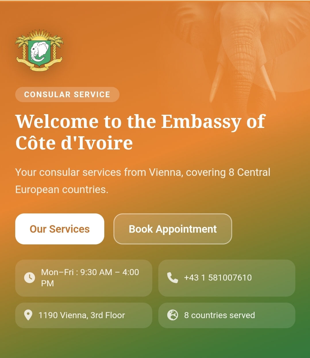 AMBACI Vienna Mobile website preview