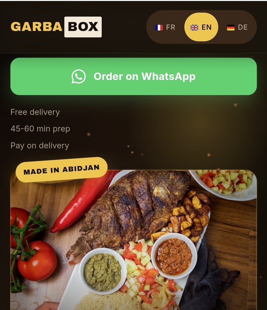 GarbaBox food delivery website preview